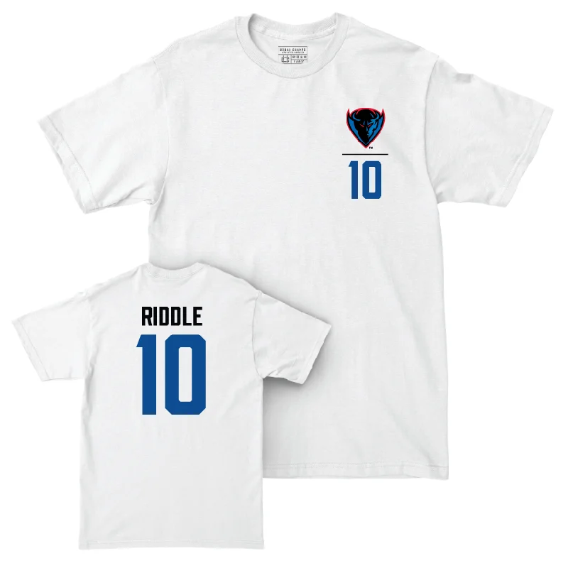 DePaul Men's Basketball White Logo Comfort Colors Tee - Chris Riddle | #10