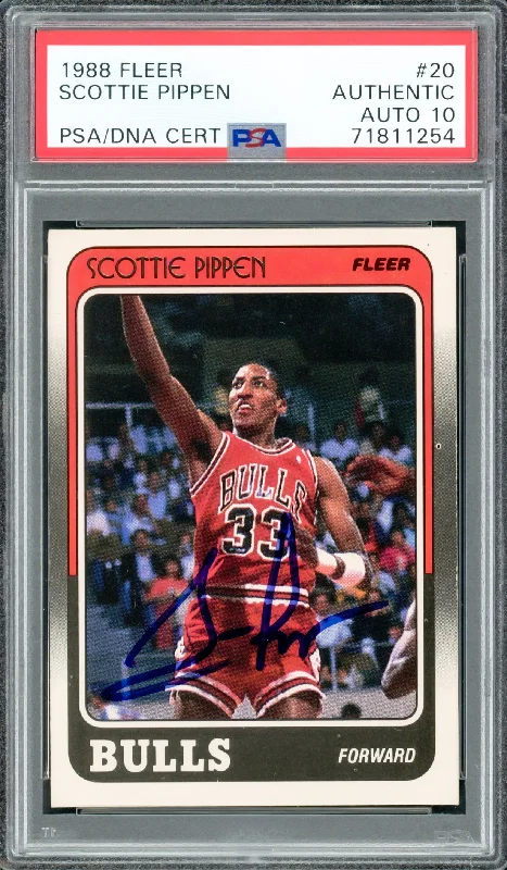 Scottie Pippen Autographed 1988-89 Fleer Rookie Card #20 Chicago Bulls Auto Grade Gem Mint 10 PSA/DNA #71811254