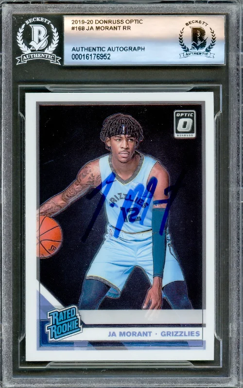 Ja Morant Autographed 2019-20 Donruss Optic Rookie Card #168 Memphis Grizzlies Beckett BAS #16176952