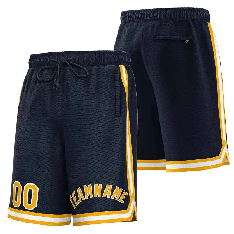 Custom Navy Gold-White Sport Basketball Shorts