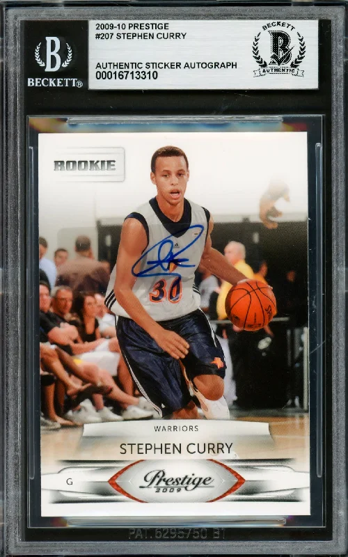 Stephen Curry Autographed 2009-10 Prestige Rookie Card #207 Golden State Warriors Beckett BAS #16713310