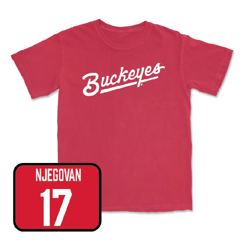 Red Men's Basketball Script Tee  - Ivan Njegovan