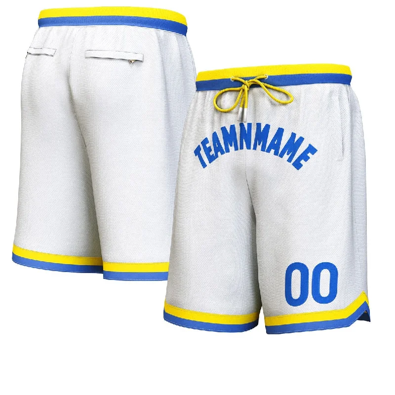 Custom White Royal Personalized Basketball Shorts