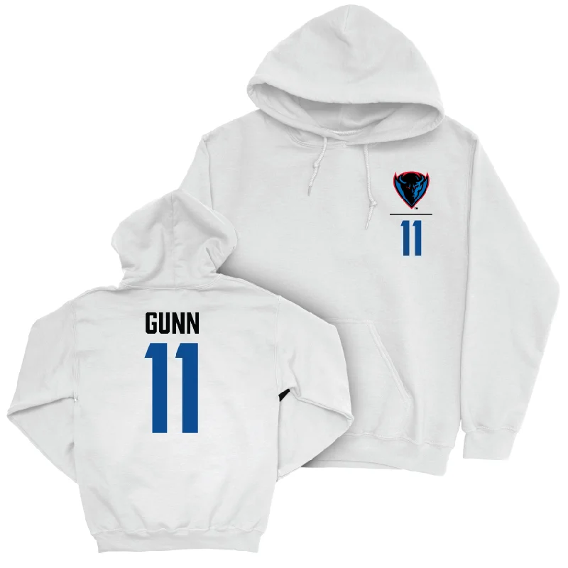 DePaul Men's Basketball White Logo Hoodie - CJ Gunn | #11