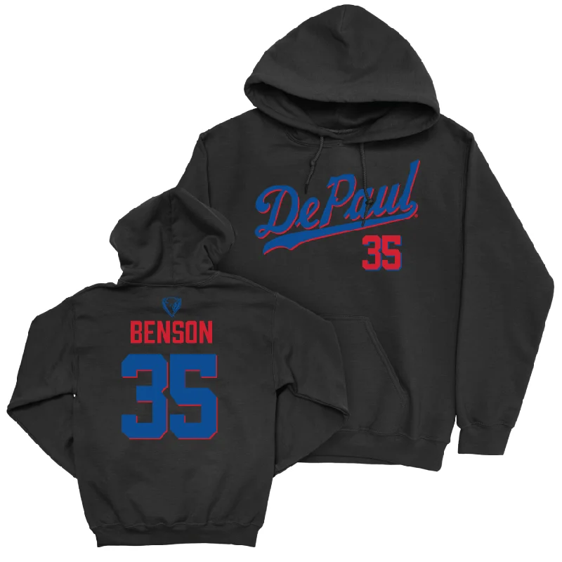 DePaul Men's Basketball Black Script Hoodie - Nj Benson | #35