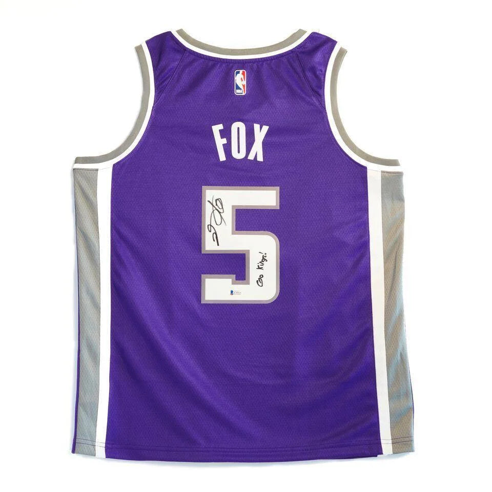 De'Aaron Fox Sacramento Signed Inscribed "Go Kings" Basketball Jersey BAS COA Auto