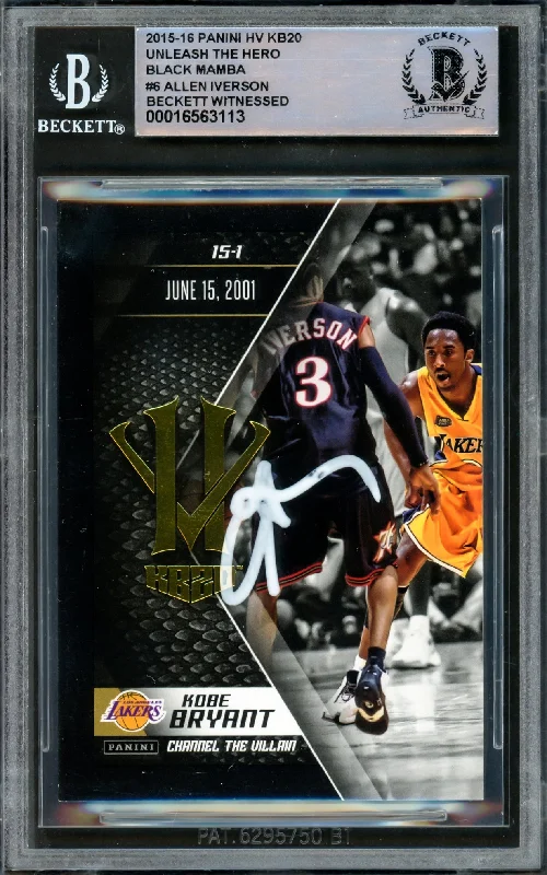 Allen Iverson Autographed 2015-16 Panini HV Unleash the Hero Card #6 Philadelphia 76ers Beckett BAS Witness #16563113