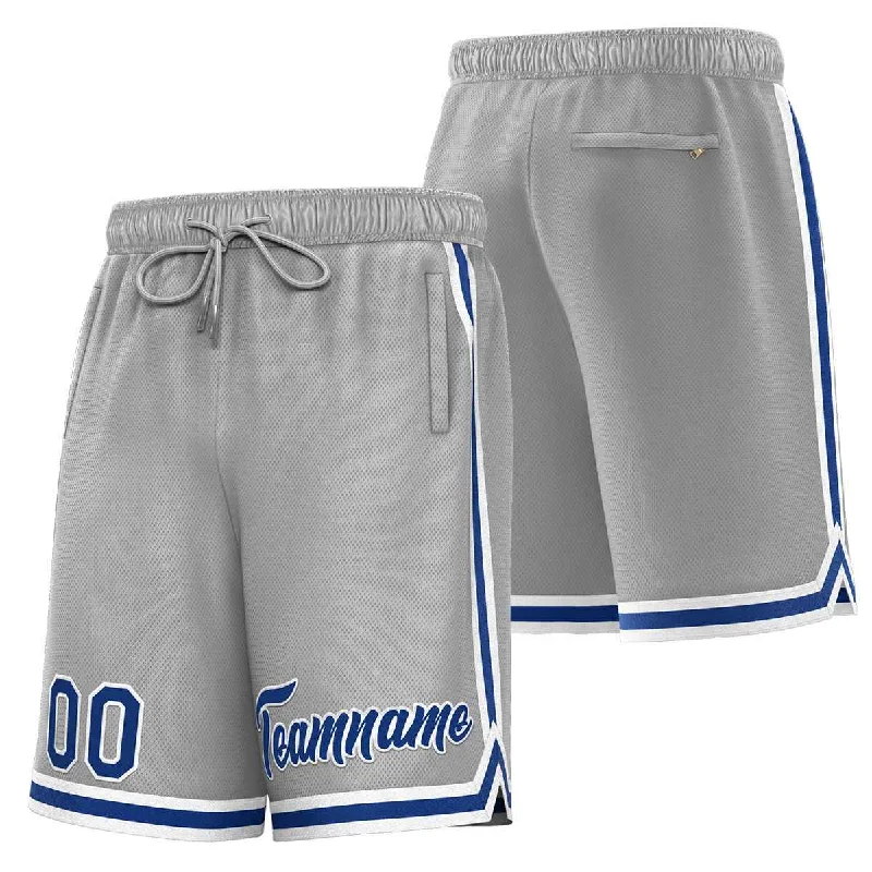 Custom Gray Royal-White Sport Basketball Shorts