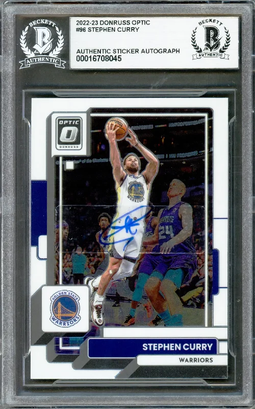 Stephen Curry Autographed 2022-23 Donruss Optic Card #96 Golden State Warriors Beckett BAS #16708045