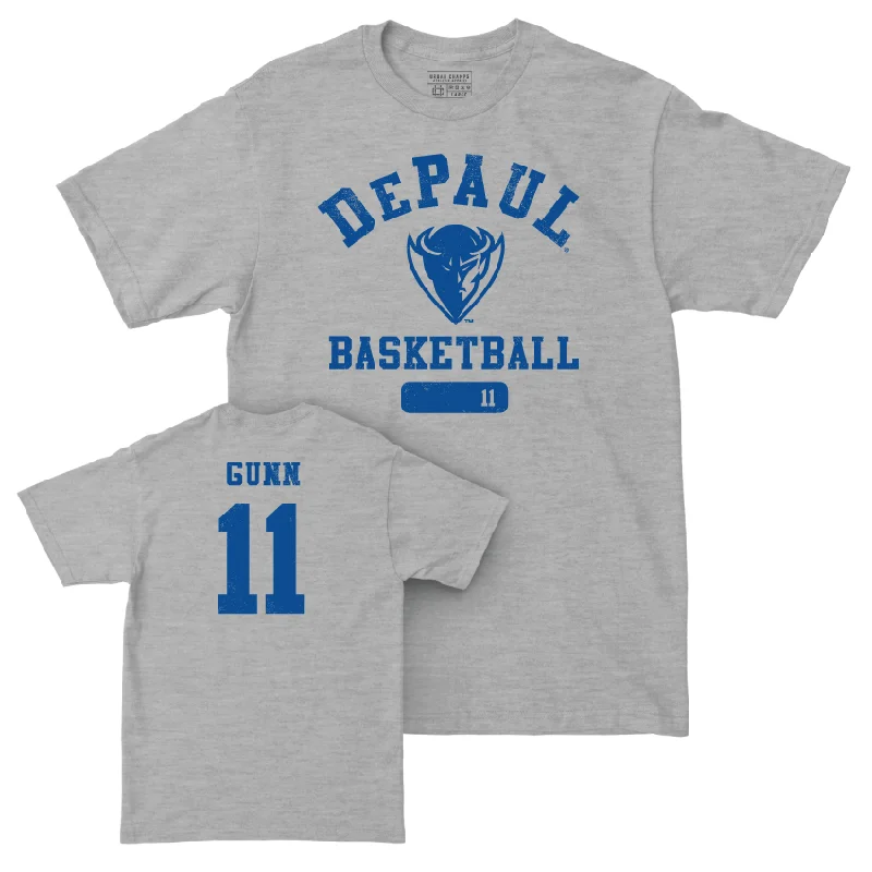 DePaul Men's Basketball Sport Grey Varsity Tee - CJ Gunn | #11