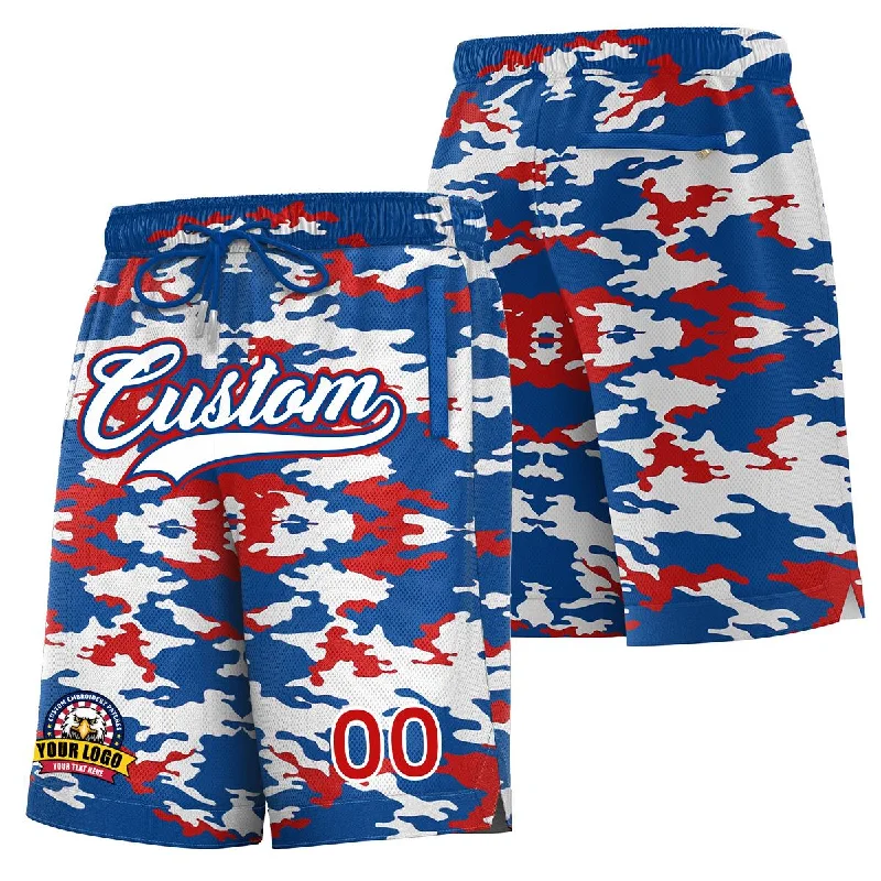 Custom Royal White Royal Camo Basketball Shorts