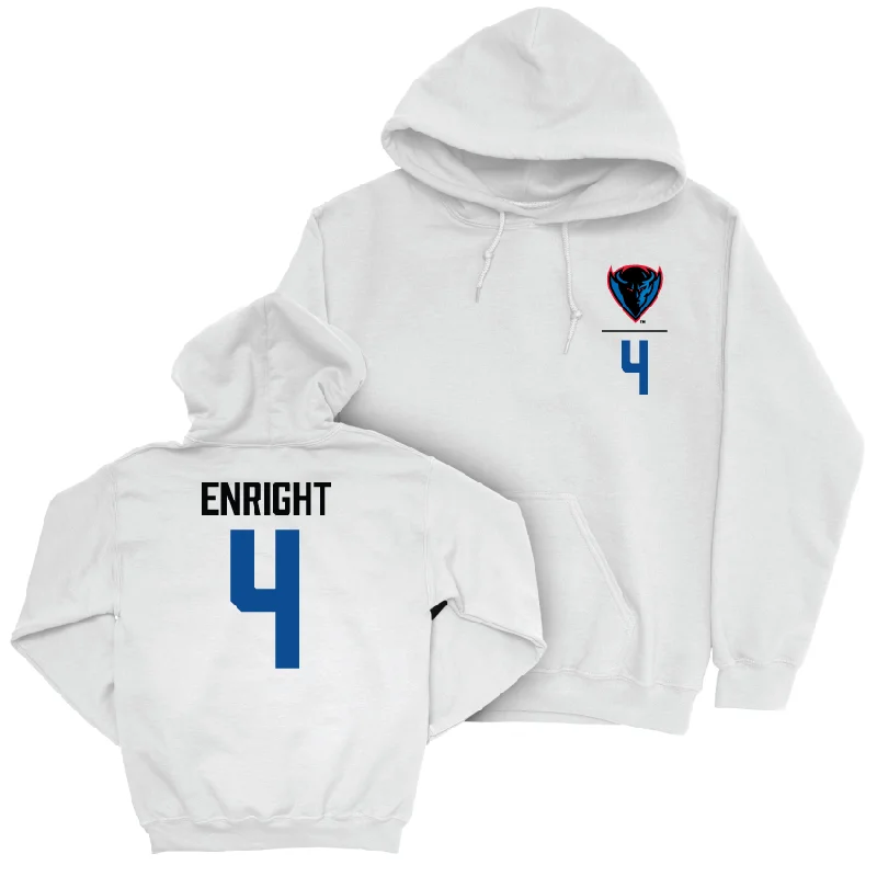 DePaul Men's Basketball White Logo Hoodie - Conor Enright | #4