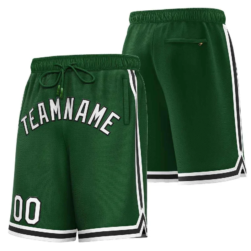 Custom Green White-Black Sport Basketball Shorts