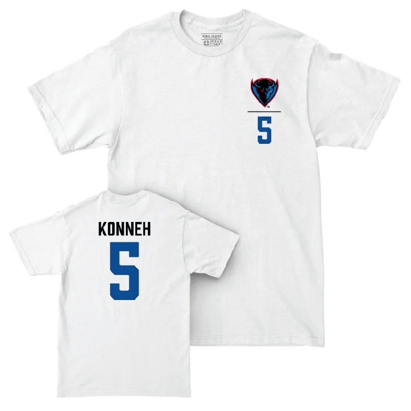 DePaul Men's Basketball White Logo Comfort Colors Tee - Sekou Konneh | #5