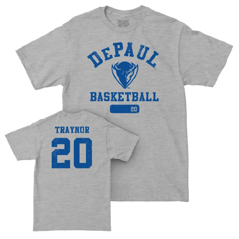 DePaul Men's Basketball Sport Grey Varsity Tee - Jayden Traynor | #20