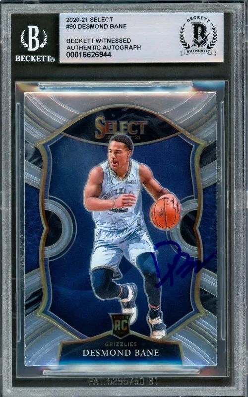 Desmond Bane Autographed 2020-21 Panini Select Rookie Card #90 Memphis Grizzlies Beckett BAS Witnessed