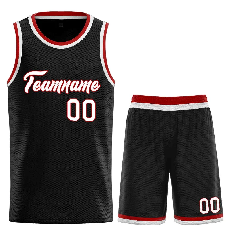 Custom Black White-Red Heal Sports Uniform Classic Sets Basketball Jersey