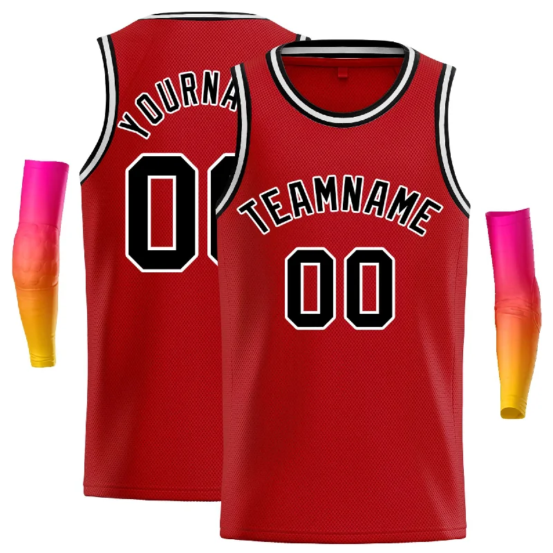 Custom Red Black-White Classic Tops Casual Basketball Jersey