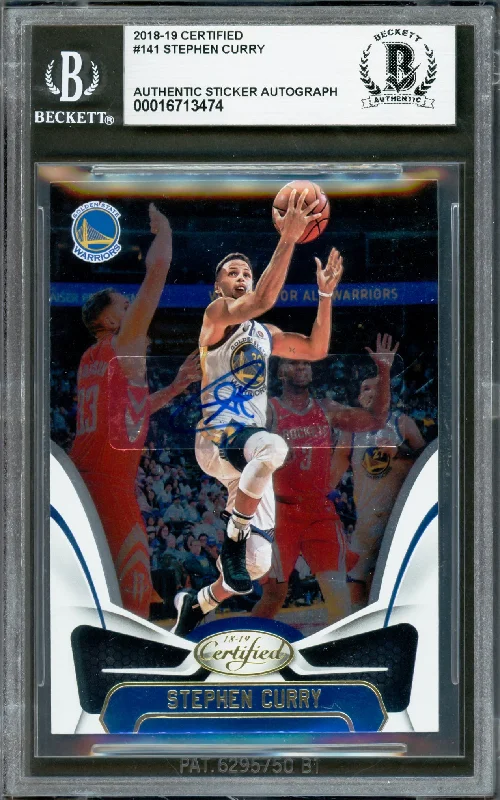 Stephen Curry Autographed 2018-19 Panini Certified Card #141 Golden State Warriors Beckett BAS #16713474