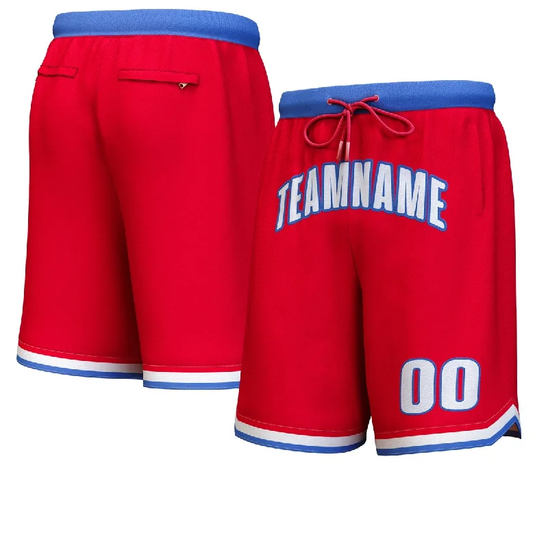 Custom Red White-Royal Personalized Basketball Shorts