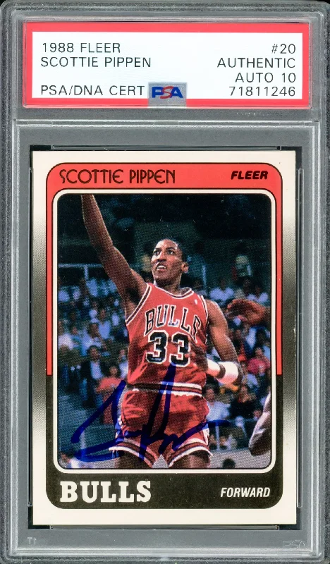 Scottie Pippen Autographed 1988-89 Fleer Rookie Card #20 Chicago Bulls Auto Grade Gem Mint 10 PSA/DNA #71811246