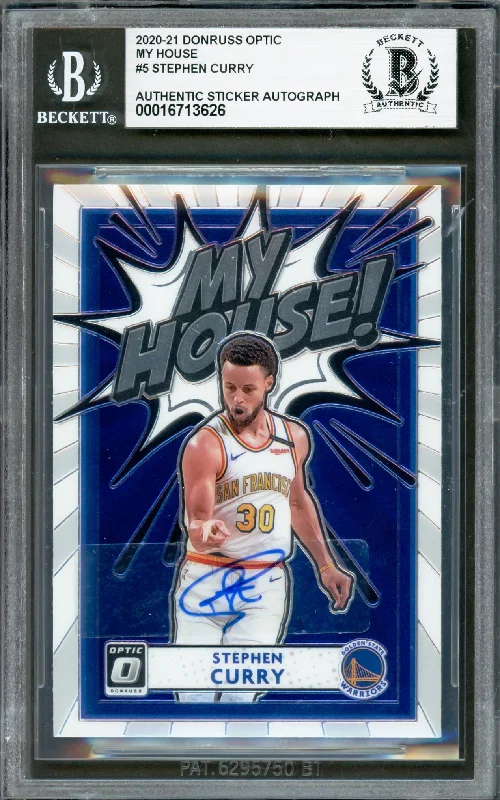 Stephen Curry Autographed 2020-21 Donruss Optic My House Card #5 Golden State Warriors Beckett BAS #16713626