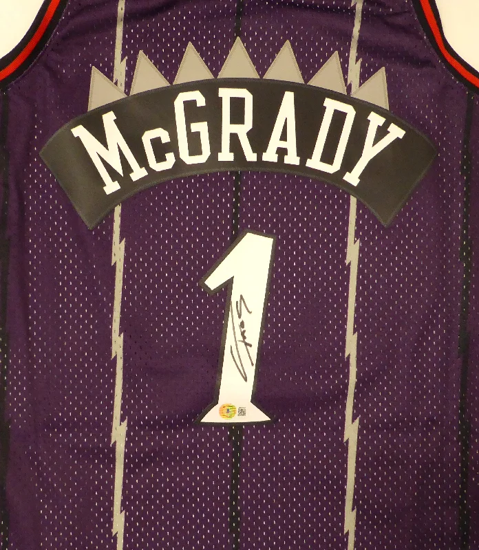 Toronto Raptors Tracy McGrady Autographed Purple Authentic Mitchell & Ness Jersey Beckett BAS QR #W619885