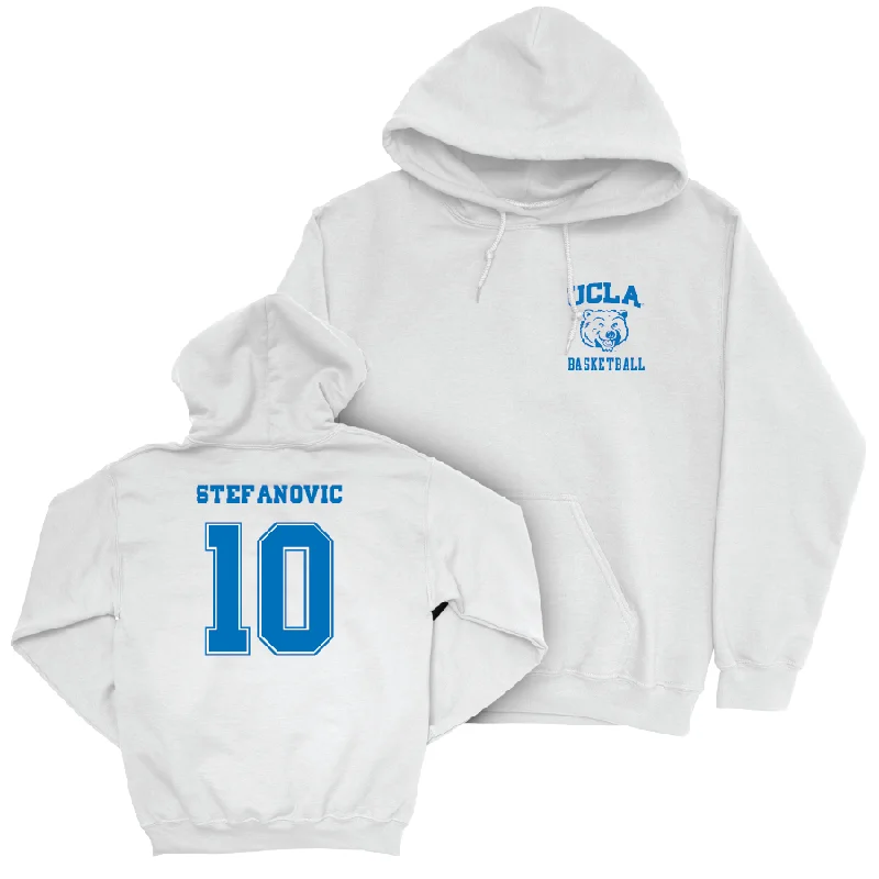 UCLA Men's Basketball White Smiley Joe Hoodie  - Lazar Stefanovic