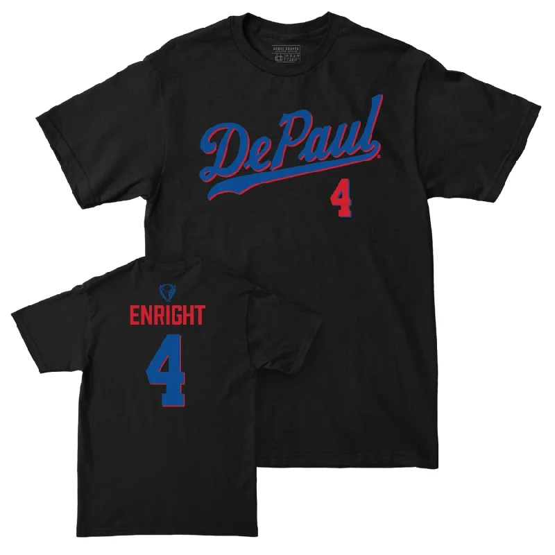 DePaul Men's Basketball Black Script Tee - Conor Enright | #4