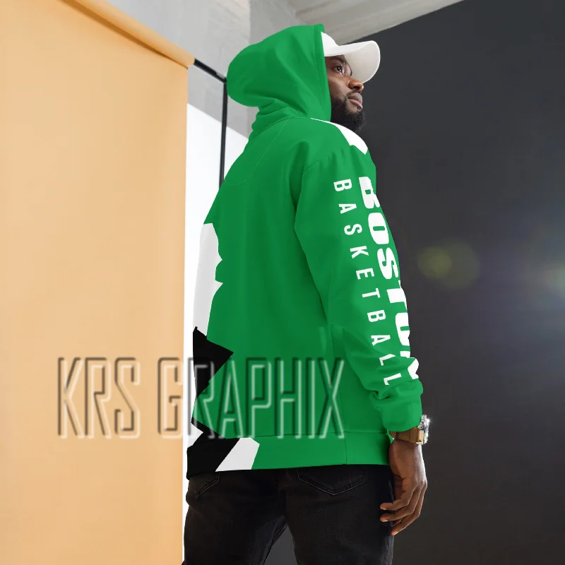 Full Print Hoodie To Match Boston Basketball Team - Jagged