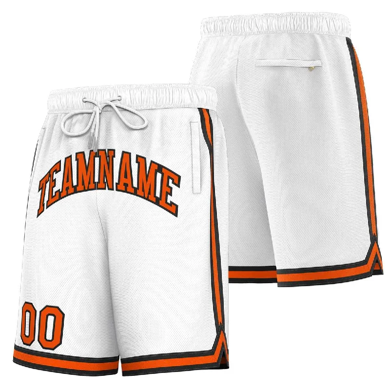 Custom White Orange-Black Sport Basketball Shorts