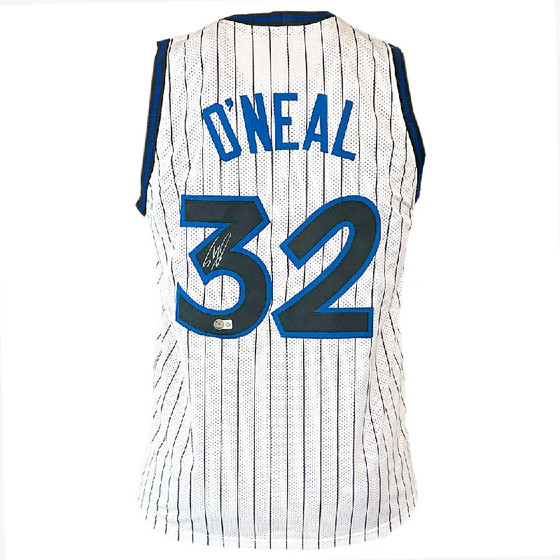 Shaquille O'Neal Signed Orlando White Pinstripe Diesel Basketball Jersey (Beckett)