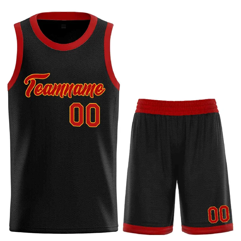 Custom Black Red-Yellow Heal Sports Uniform Classic Sets Basketball Jersey