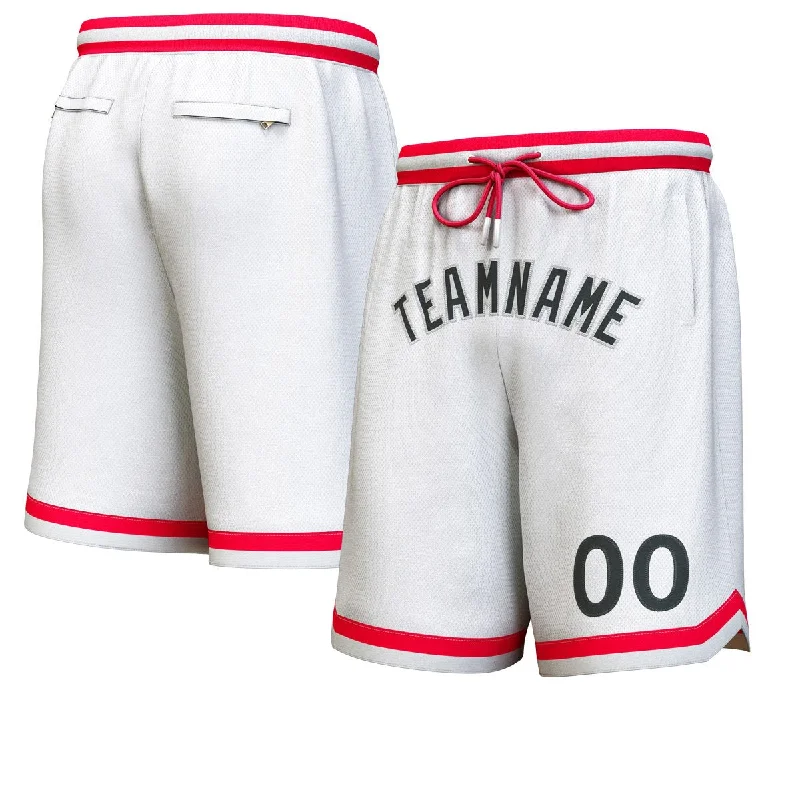 Custom White Black-Gray Personalized Basketball Shorts