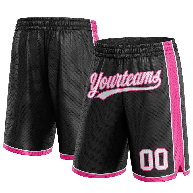 Custom Black White-Pink Authentic Basketball Shorts