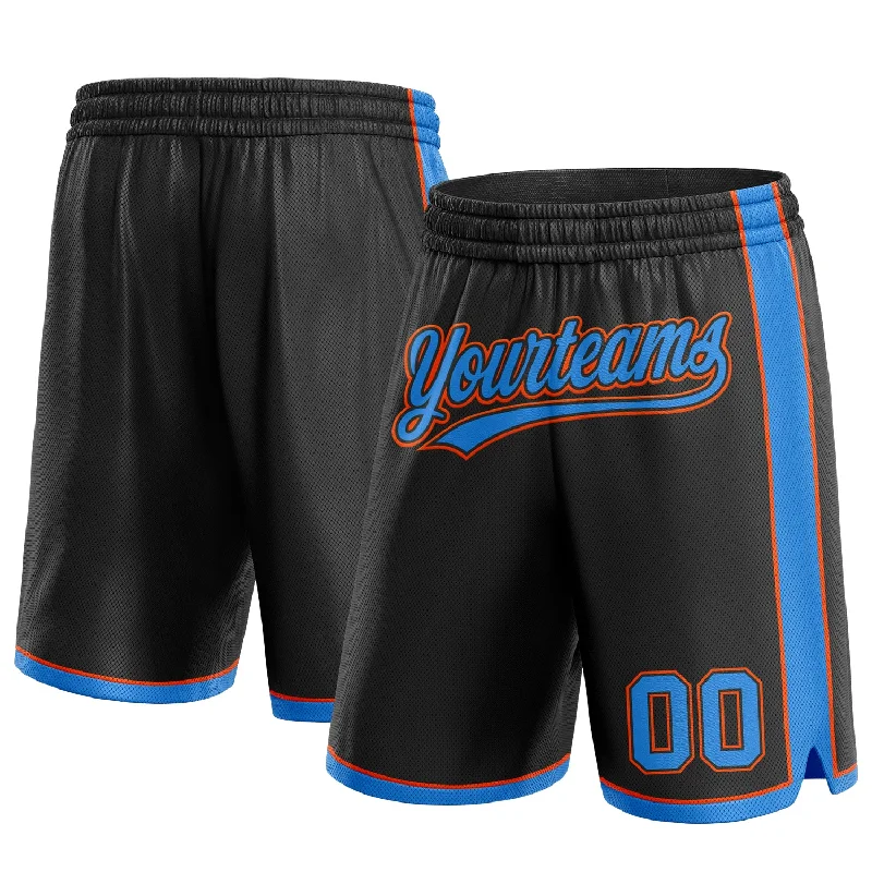 Custom Black Powder Blue-Orange Authentic Basketball Shorts