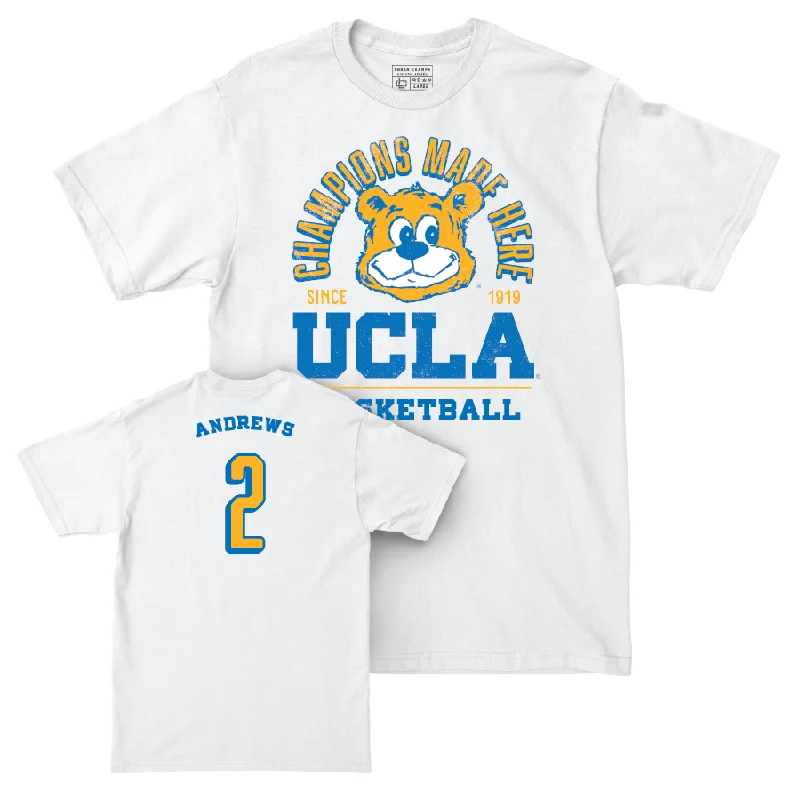 UCLA Men's Basketball White Arch Comfort Colors Tee - Dylan Andrews | #2