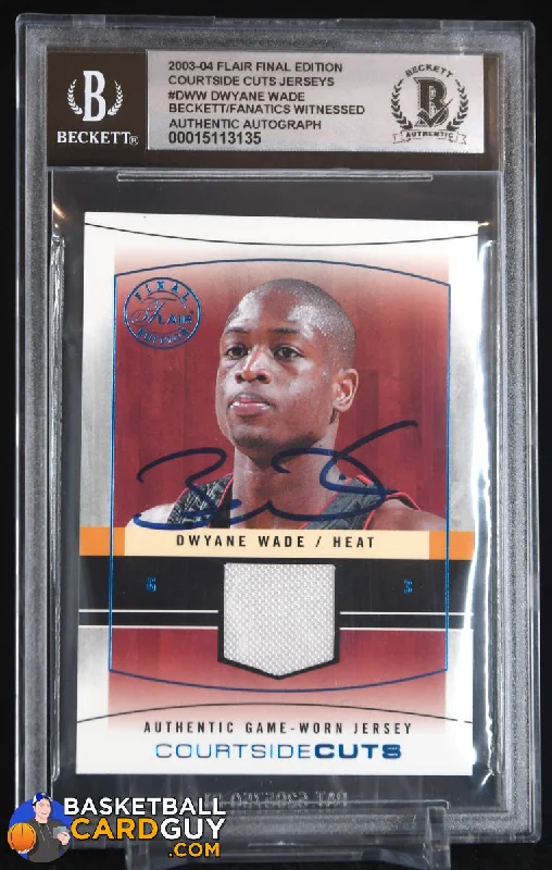 Dwyane Wade 2003-04 Flair Final Edition Courtside Cuts Jerseys #/250 #DWW RC Beckett Witnessed Autograph BGS 10