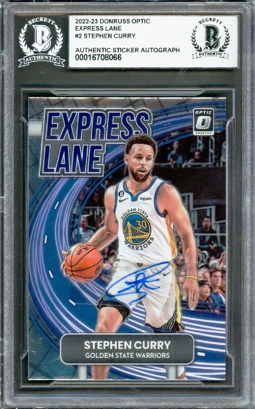 Stephen Curry Autographed 2022-23 Donruss Optic Express Lane Card #2 Golden State Warriors Beckett BAS #16708066