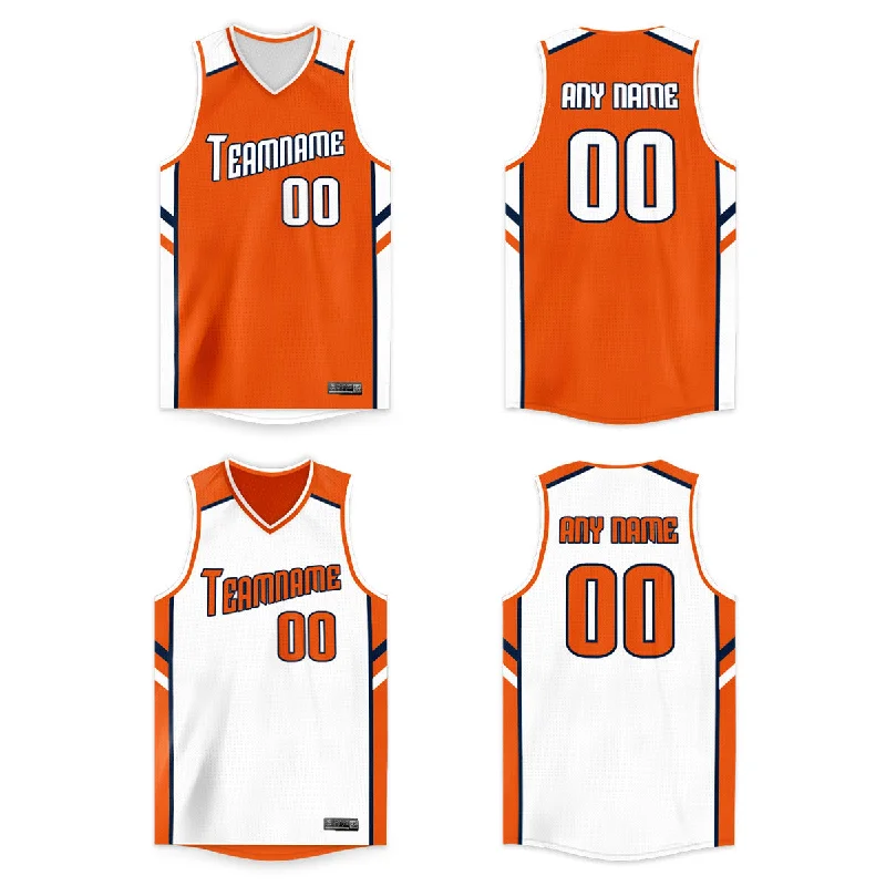 Custom Orange White Double Side Tops Basketball Jersey