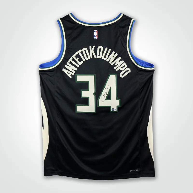 Giannis Antetokounmpo Signed Bucks Nike Swingman Statement Edition Jersey