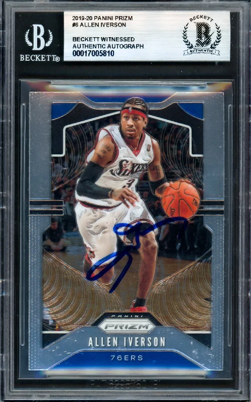 Allen Iverson Autographed 2019-20 Panini Prizm Card #6 Philadelphia 76ers Beckett BAS Witness #17005810