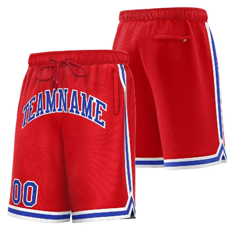 Custom Red Royal-White Sport Basketball Shorts