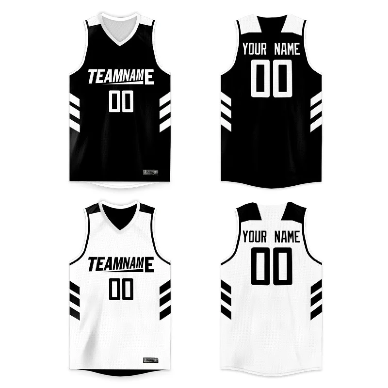 Custom Black White Double Side Tops Basketball Jersey