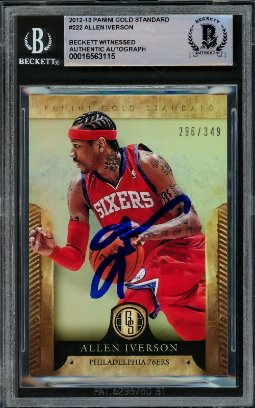 Allen Iverson Autographed 2012-13 Panini Gold Standard Card #222 Philadelphia 76ers #296/349 Beckett BAS Witnessed #16563115