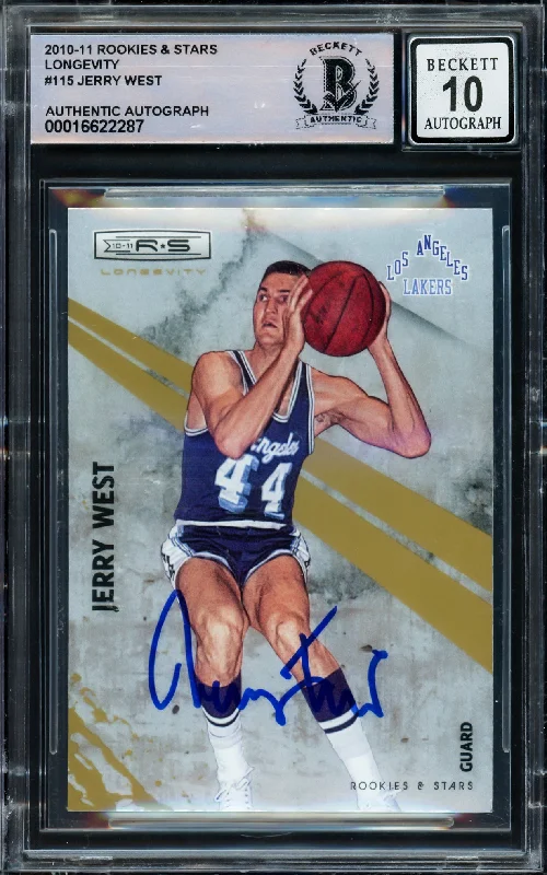 Jerry West Autographed 2010-11 Rookies & Stars Longevity Card #115 Card Los Angeles Lakers Auto Grade Gem Mint 10 Beckett BAS