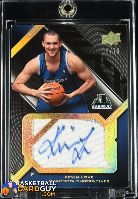 Kevin Love 2008-09 UD Black Rookie Signed Jersey Pieces Gold PATCH #SJRKL #/15