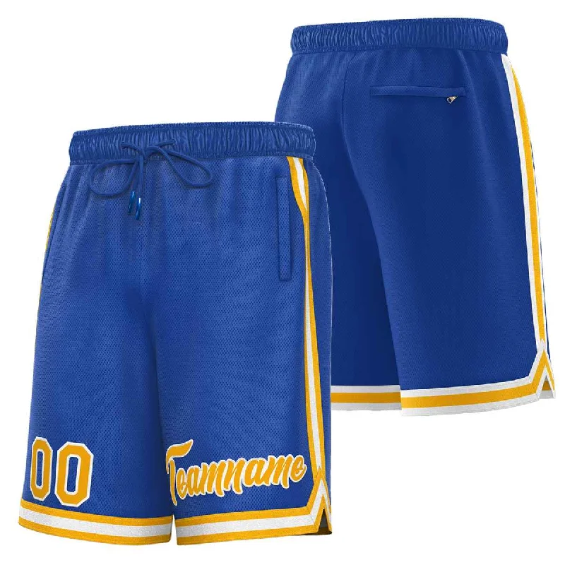 Custom Royal Yellow-White Sport Basketball Shorts