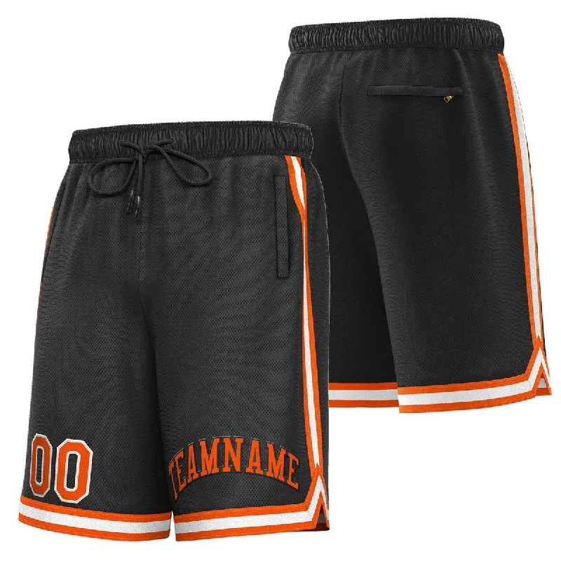 Custom Black Orange-White Sport Basketball Shorts