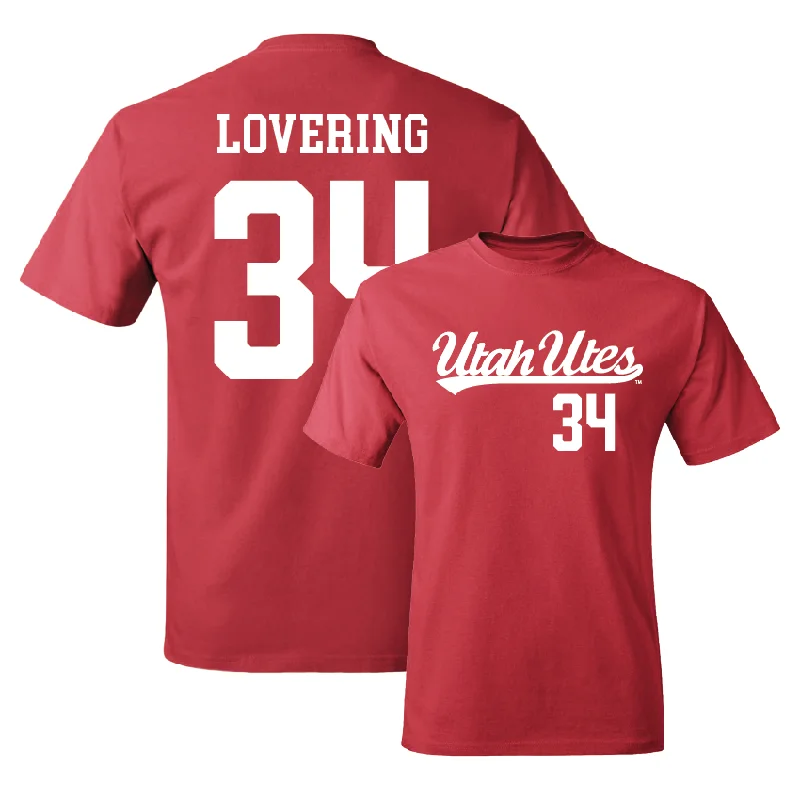 Red Men's Basketball Script Tee  - Lawson Lovering